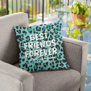 Teal Luipaard BFF Beste Vriendin Vriendinnen Kussen