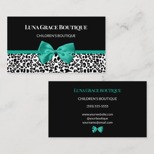 Teal Luipaard Kinderkledingwinkel Visitekaartje (Voorkant / Achterkant)