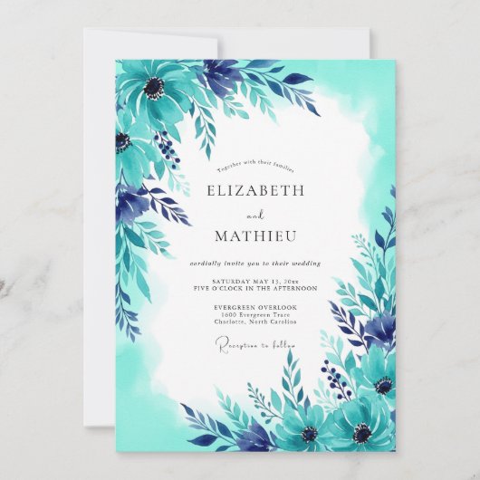 Teal Luminous Summer Wedding Kaart (Voorkant)