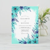 Teal Luminous Summer Wedding Kaart (Staand voorkant)