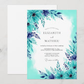 Teal Luminous Summer Wedding Kaart (Voorkant / Achterkant)