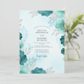 Teal Luminous Winter Wedding Kaart (Staand voorkant)