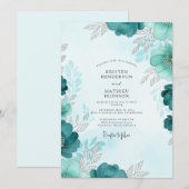 Teal Luminous Winter Wedding Kaart (Voorkant / Achterkant)