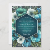 Teal Lush Bloom Bruiloft Kaart (Voorkant)