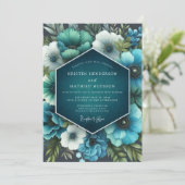 Teal Lush Bloom Bruiloft Kaart (Staand voorkant)