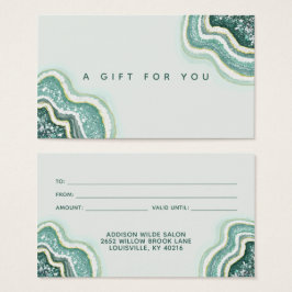 Teal Luxe Chic Glitter Agate Geode Gift Card Visitekaartje