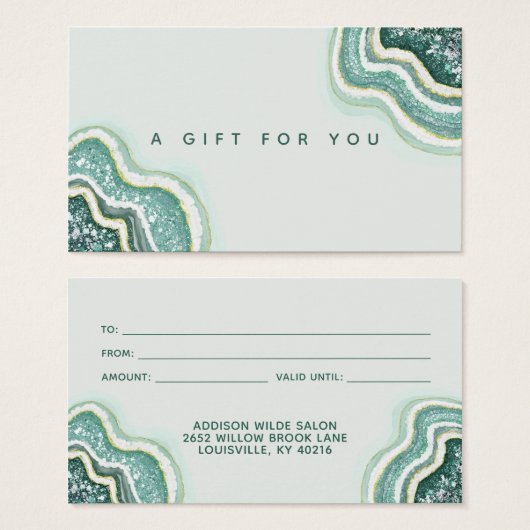 Teal Luxe Chic Glitter Agate Geode Gift Card Visitekaartje (Voorkant /achterkant)