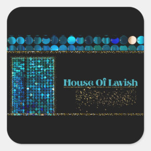 Teal Luxe Mozaïek Sticker Zwart & Teal Logo Sticke