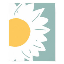 Teal Madeliefje – Minimalistische Bloemige Muurkun
