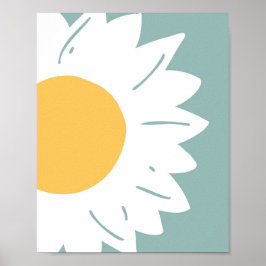 Teal Madeliefje – Minimalistische Bloemige Muurkun Poster