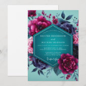 Teal Magenta Dramatic Bloom Wedding Kaart (Voorkant / Achterkant)