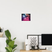 Teal Magenta Ombre Sterren Poster (Thuiskantoor)