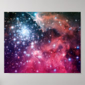 Teal Magenta Ombre Sterren Poster (Voorkant)