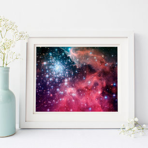 Teal Magenta Ombre Sterren Poster