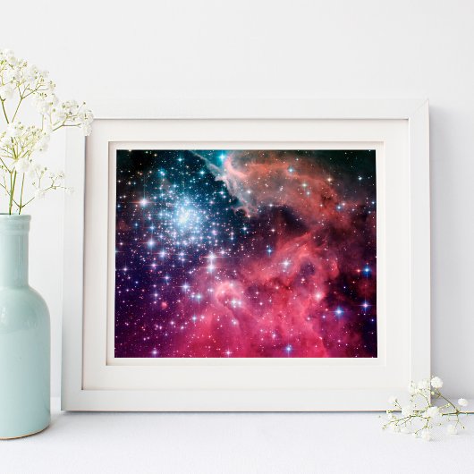 Teal Magenta Ombre Sterren Poster