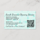 Teal Maid Janitorial Lady qr code Cleaning Service Visitekaartje (Achterkant)