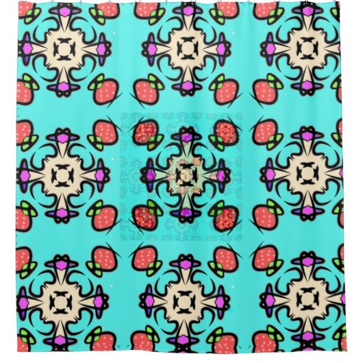 Teal Mandala Kunst Douchegordijn (Voorkant)