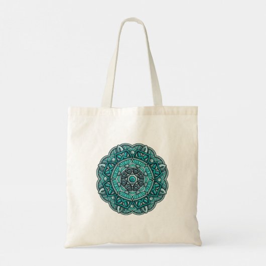 Teal Mandala Tote Bag - Boho Canvas ShoppiTote Bag (Achterkant)