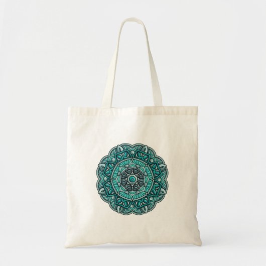 Teal Mandala Tote Bag - Boho Canvas ShoppiTote Bag (Voorkant)