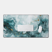 Teal Marble Gold Vein Desk Mat (Keyboard & Muis)