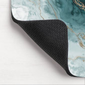 Teal Marble & Gold Vein Mousepad Muismat (Hoek)