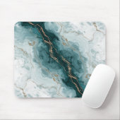 Teal Marble & Gold Vein Mousepad Muismat (Met muis)