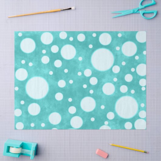 Teal Marble White Polka Dots Pattern Decoupage Tissuepapier (Craft)