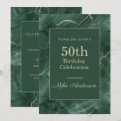 Teal Marmer 50e Verjaardag Kaart (Voorkant / Achterkant)