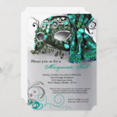 Teal Maskerade Maskerbal Kostuum Halloween Kaart (Voorkant / Achterkant)