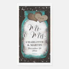 Teal Mason Jar Wood Stars Rustic Winter Wedding Servet
