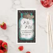 Teal Mason Jar Wood Stars Rustic Winter Wedding Servet (Insitu)
