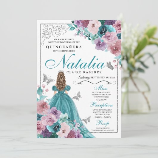 Teal & Mauve Oceaan Zonsondergang Prinses Quincean Kaart (Staand voorkant)