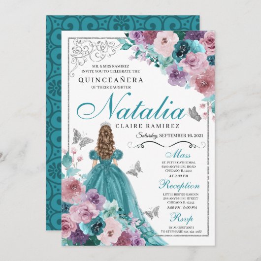 Teal & Mauve Oceaan Zonsondergang Prinses Quincean Kaart (Voorkant / Achterkant)