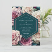 Teal Mauve Opulent Wedding Kaart (Staand voorkant)
