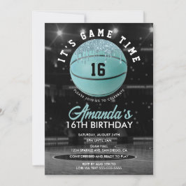 Teal Meisjes Basketbal Verjaardag Kaart