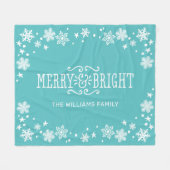 Teal Merry and Bright familienaam Fleece Deken (Voorkant (Horizontaal))