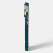 Teal Met Zachte Witte Bloesems Case-Mate iPhone Case (Achterkant / Links)