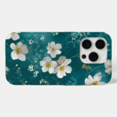Teal Met Zachte Witte Bloesems Case-Mate iPhone Case (Achterkant (horizontaal))