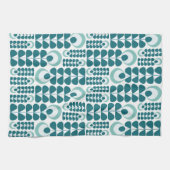 Teal Mid Mod Bloemenpatroon Theedoek (Horizontaal)
