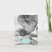 Teal Minimalistische Moederdagkaart met foto Kaart (Voorkant)