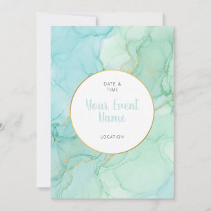 Teal Mint Alcohol Ink Goud Folie Kaart