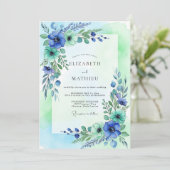 Teal Mint Ethereal Spring Wedding Kaart (Staand voorkant)