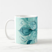 Teal & Mint Green Watercolor Floral Mandala Koffiemok (Links)