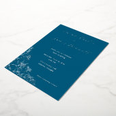 Teal Modern Botanical Wedding Foil Invitation Folie Uitnodiging (Gedraaid)
