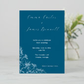 Teal Modern Botanical Wedding Foil Invitation Folie Uitnodiging (Staand Voorkant)