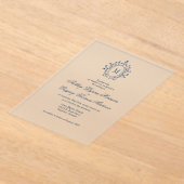 Teal Monogram Acrylic Wedding Invitation Acryl Uitnodigingen (Laagn)