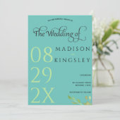 Teal Monogram 💍 Moderne Geometrische Elegantie Kaart (Staand voorkant)