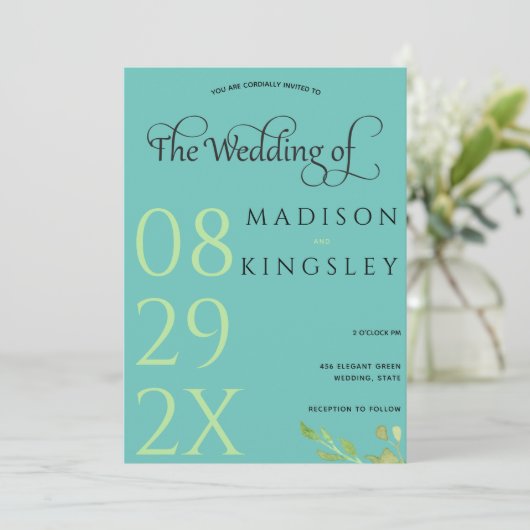 Teal Monogram 💍 Moderne Geometrische Elegantie Kaart (Staand voorkant)