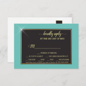 Teal Monogram 💍 Moderne Geometrische RSVP Kaartje (Voorkant / Achterkant)