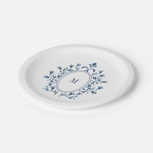 Teal Monogram Plate Papieren Bordje (Gekanteld)
